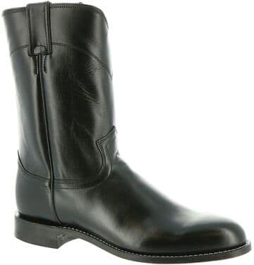 "Justin Boots Jackson 10"" Roper Toe - Mens 11 Black Boot B"