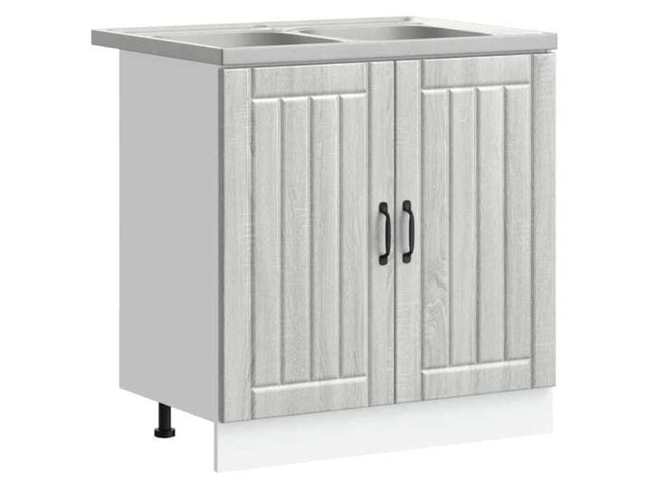 Meuble sous évier Lucca - 2 pièces - - bois d'ingénierie - gris sonoma - 2 portes - grand rangement - 80 x 46 x 81 5 cm kml34