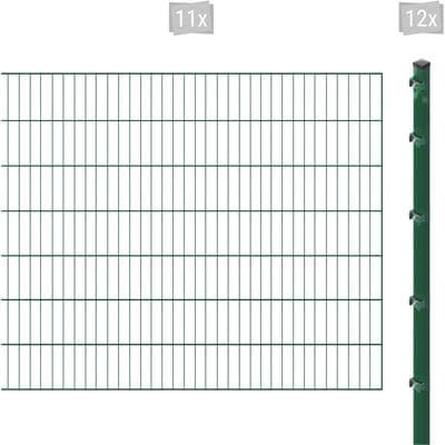 Einstabmattenzaun ARVOTEC "ESSENTIAL 140 zum Aufschrauben", grün (dunkelgrün), H:140cm, Kunststoff, Stahl, Zaunelemente, Zaunhöhe 140 cm, Zaunlänge 2 - 60 m