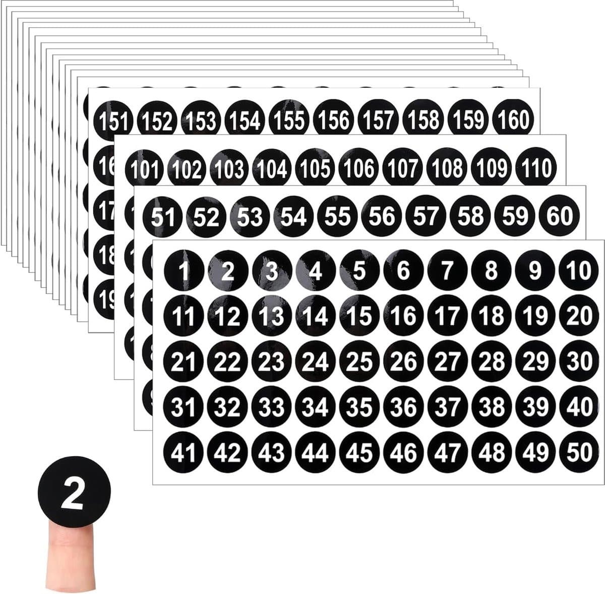 12 Vel Nummerstickers 1 tot 200 - 600 Stuks Zwarte Vinyl Cijfers voor Inventarisatie en Labels - 2,5 cm