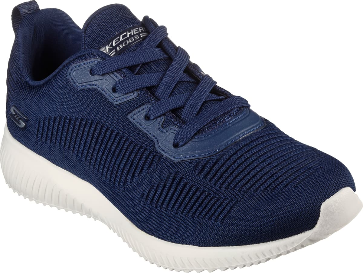 Sneaker SKECHERS "BOBS SQUAD - TOUGH TALK", Damen, Gr. 39, Textil, blau (navy), Schuhe Sneaker, Schnürschuh, Freizeitschuh, Trainingsschuh in Strick-Optik navy 39, Textil