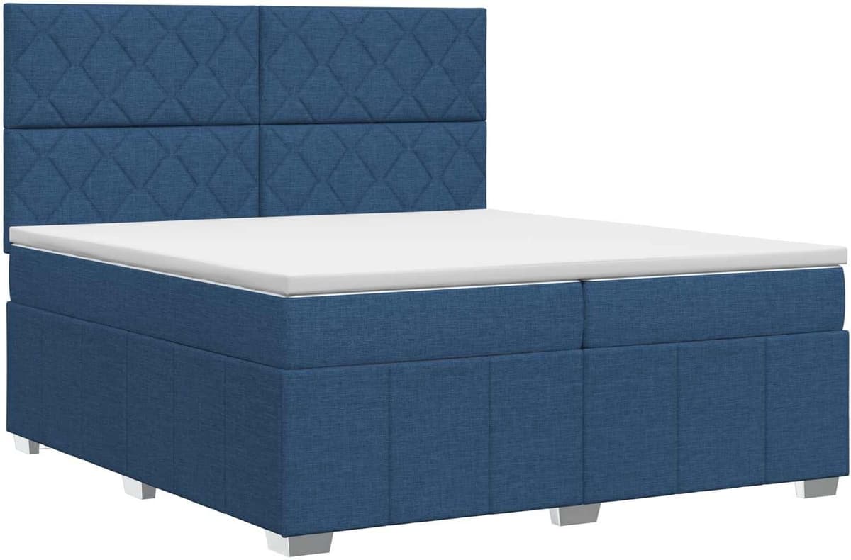 vidaXL Lit boxspring avec matelas Bleu 200 x 200 cm Tissu