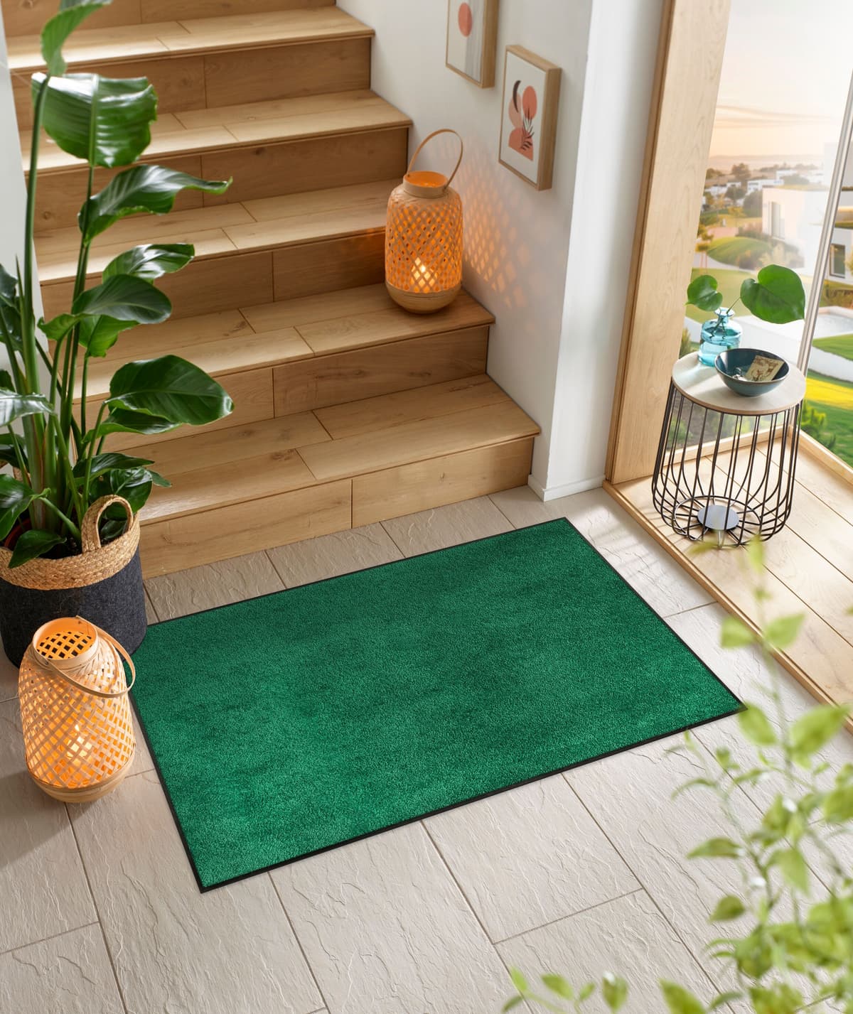 Läufer, grün, B:75cm H:9mm L:120cm, Gummi, WASH+DRY BY KLEEN-TEX, Teppiche, Läufer grün B : 75cm 1 Stk., 9mm, L: 120cm
