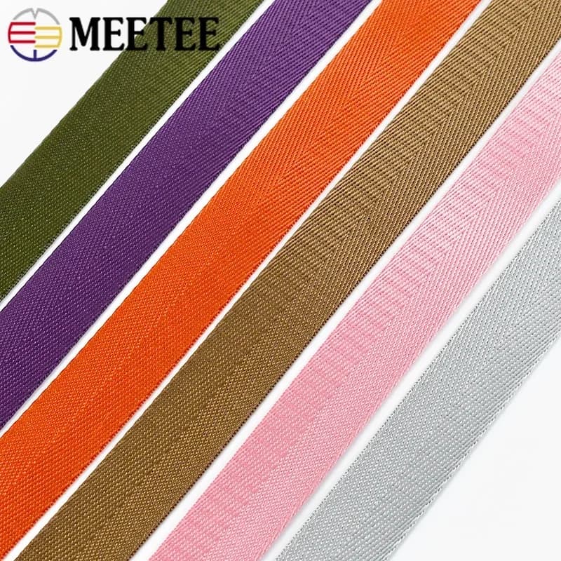 Meetee 5/10M 1mm 20-38mm Nylonband Fischgrätmuster Gurtband Gürtel Rucksackriemen DIY Taschenbindung Stoff Nähzubehör
