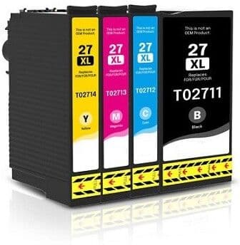 Cartuccia 27XL Compatibile per Epson WF-3620 WF-3640 WF-7110 WF-7210 Nero ML22,4 Colori ML 15