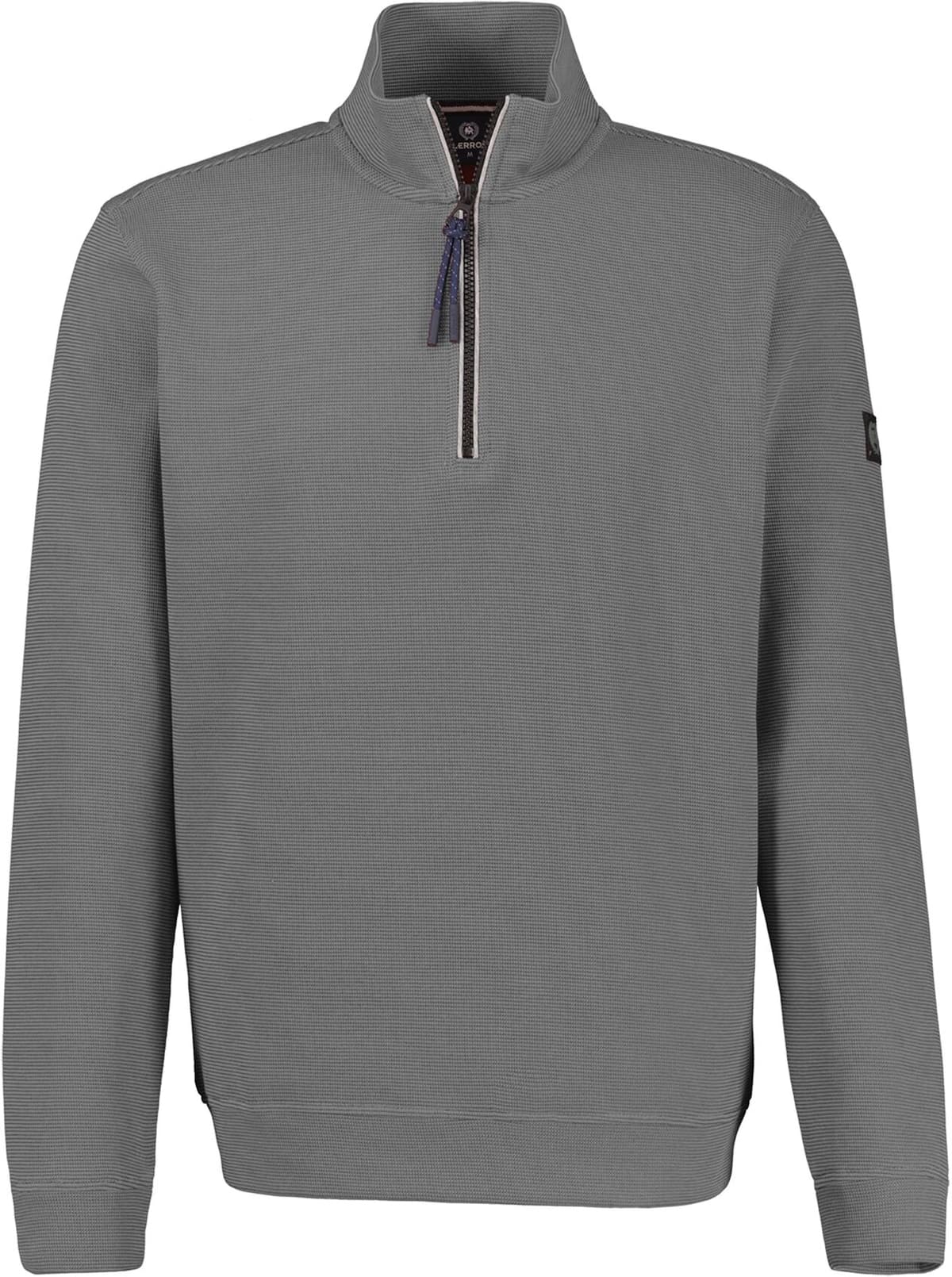 Sweatshirt LERROS "Troyer in Sweatqualität aus Strickmaterial", Herren, Gr. 5XL, grau (basalt grau), 90% Baumwolle, 10% Polyester, Sweatshirts Sweatshirt basalt grau 5XL