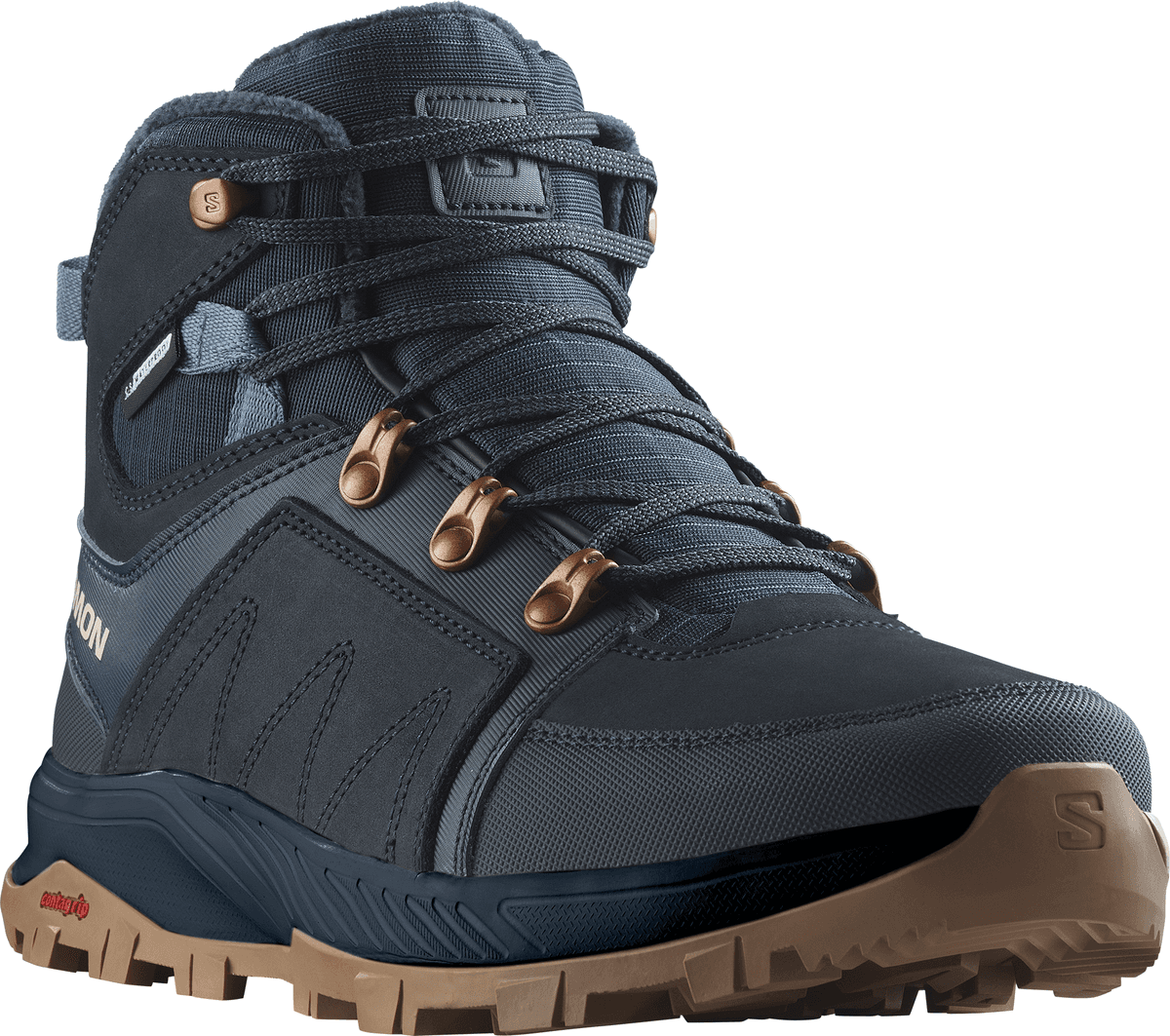 Wanderschuh SALOMON "OUTCHILL THINSULATE™ CLIMASALOMON™ WATERPROOF", Damen, Gr. 37, grau (carbon), Synthetik, Textil, Schuhe Wanderschuh, wasserdicht carbon 37