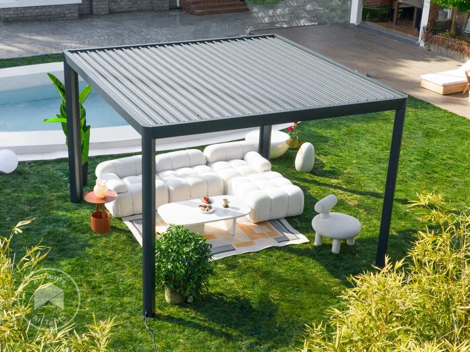 PRIMEYARD 3,5x3m Pergola, louvered roof, anthracite grey - (GFPV01119)