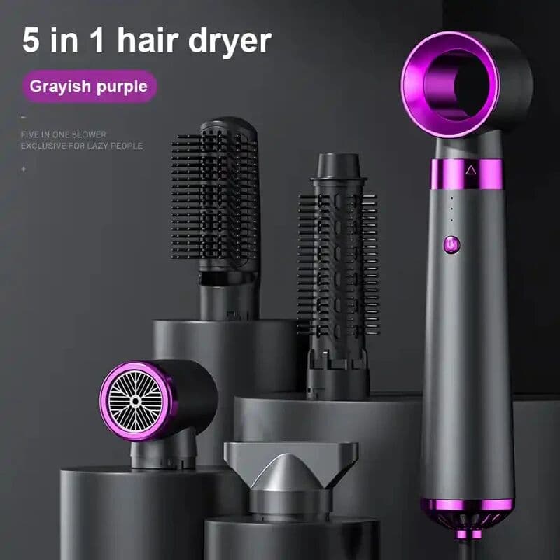 PDQ 5 In 1 Hair Dryer Electric Hot Air Brush Multifunctional Hair Straightener Curler Blow  Dryer Styling Set