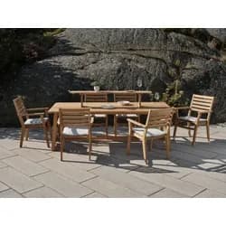 Brafab Keros Sitzgruppe-3 aus Teakholz 6 Sessel 1 Tischaufsatz und 1 Tisch 230x100cm