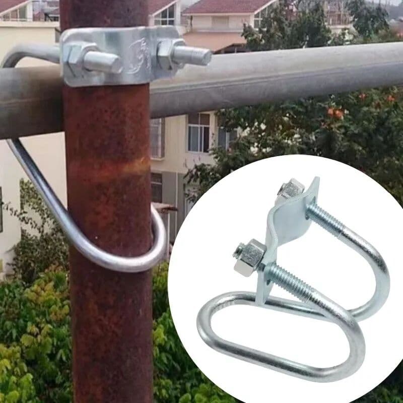 NONE 6 Pcs Pipe Clamp for 25mm Round Pipe Double U-Bolt Fastening for Nursery Water Pipe Connection Outdoor Gardening Support S...