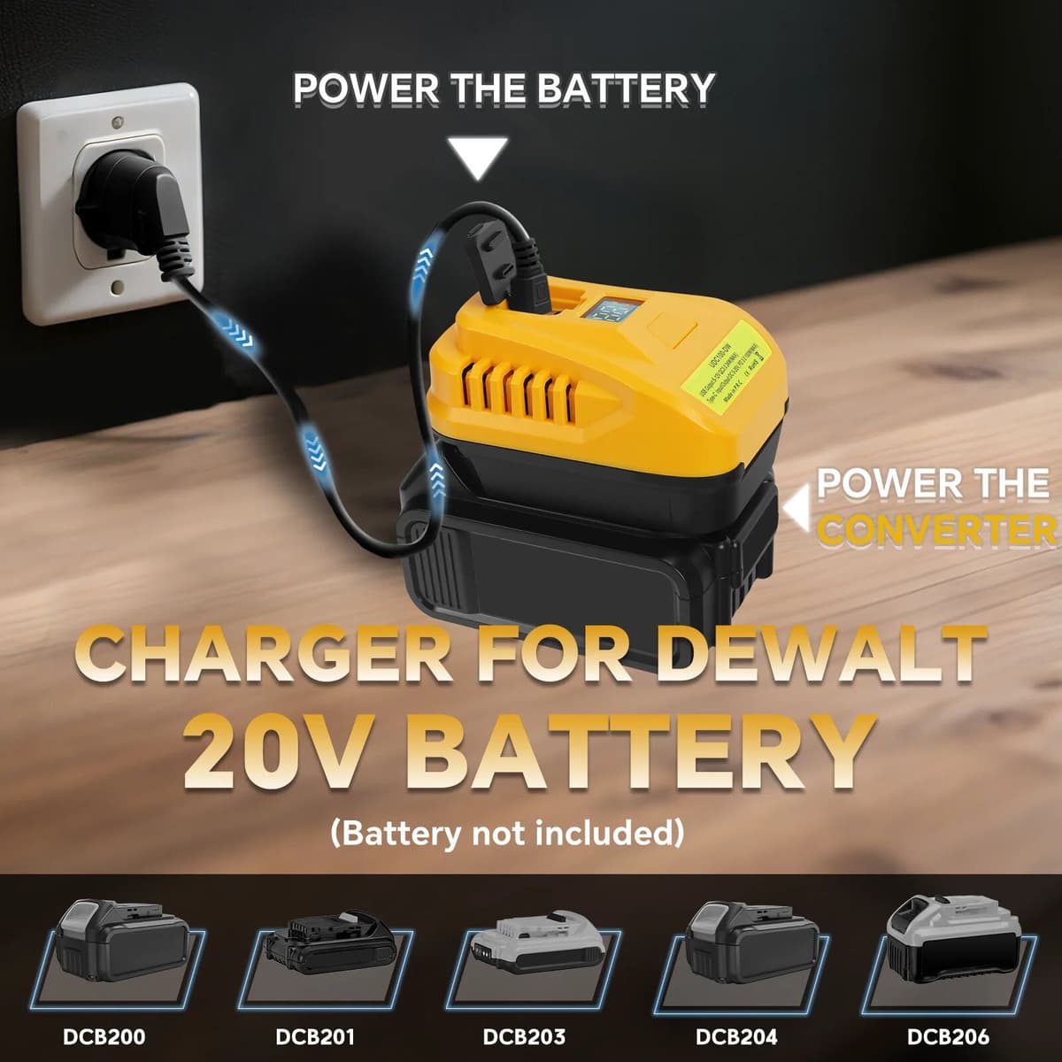 NONE 100W Charger for Dewalt 20V Battery Bidirectional Charger Adapter Portable Power Inverter Fast Charging with Type-C & USB Port