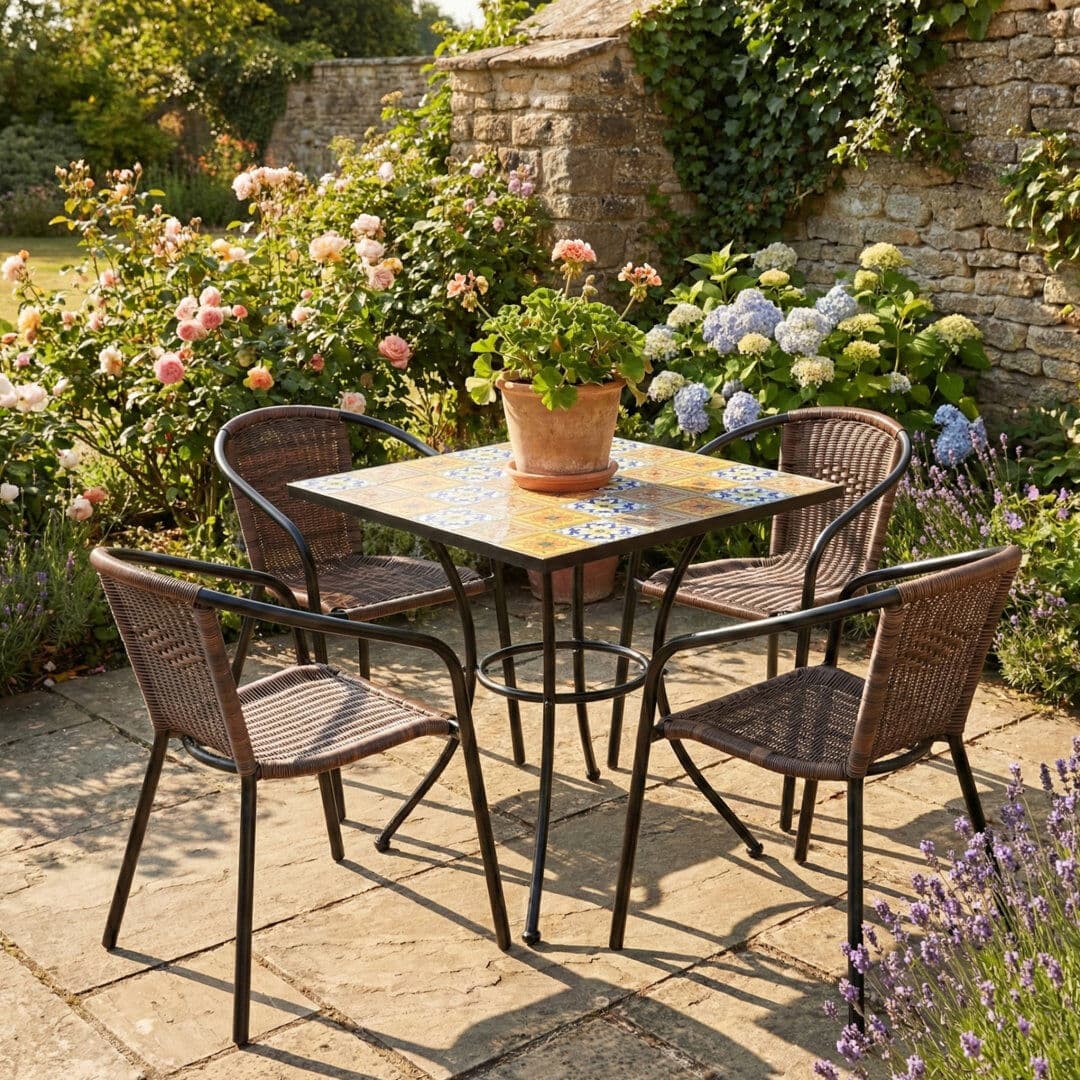 Marlow Home Co. Amoriana 4 - Person Square Ceramic Patio Dining Set Orange 4