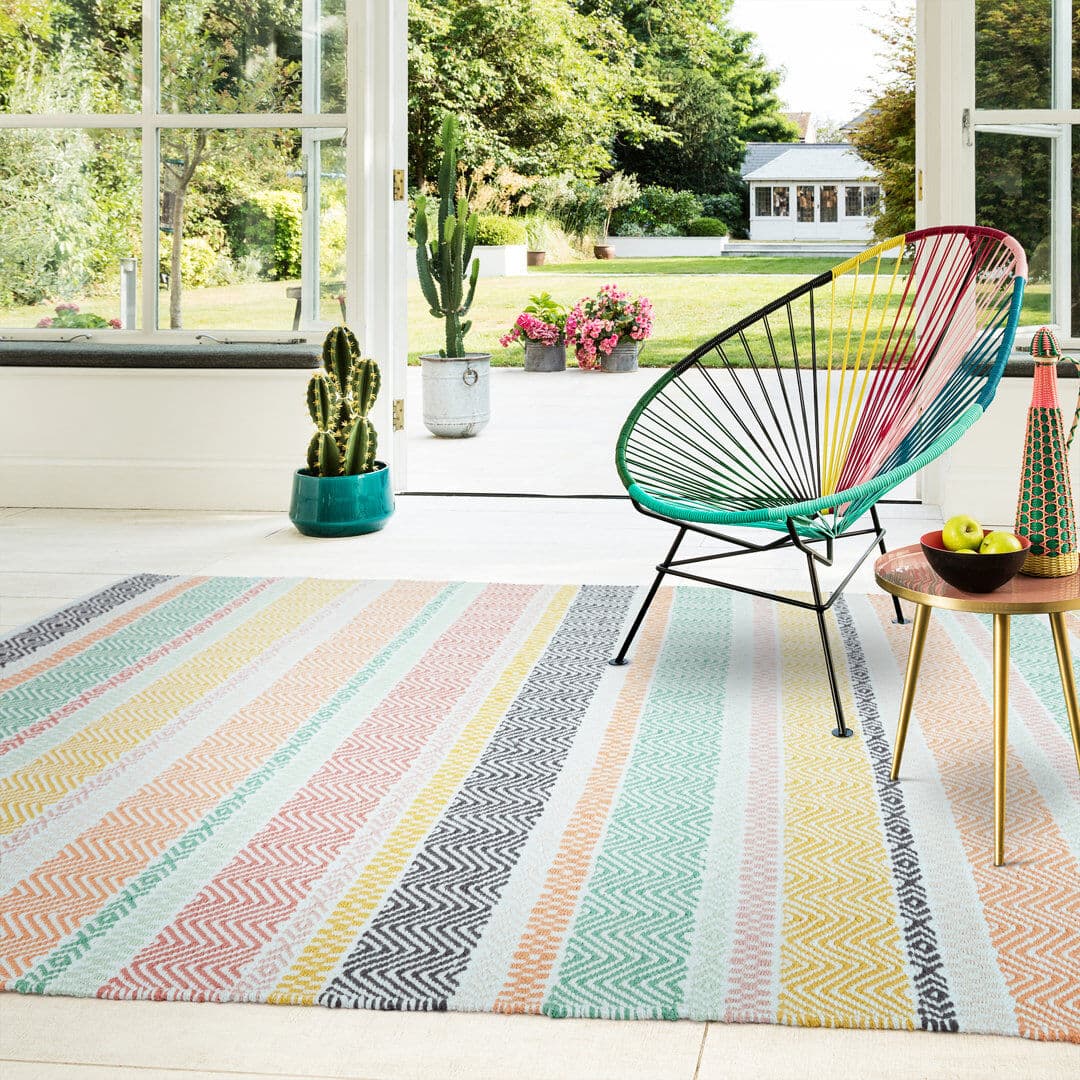 17 Stories Alfresco Rectangle Striped Hand Woven Kilim Indoor / Outdoor Area Rug Multi Rectangle 160 x 230cm