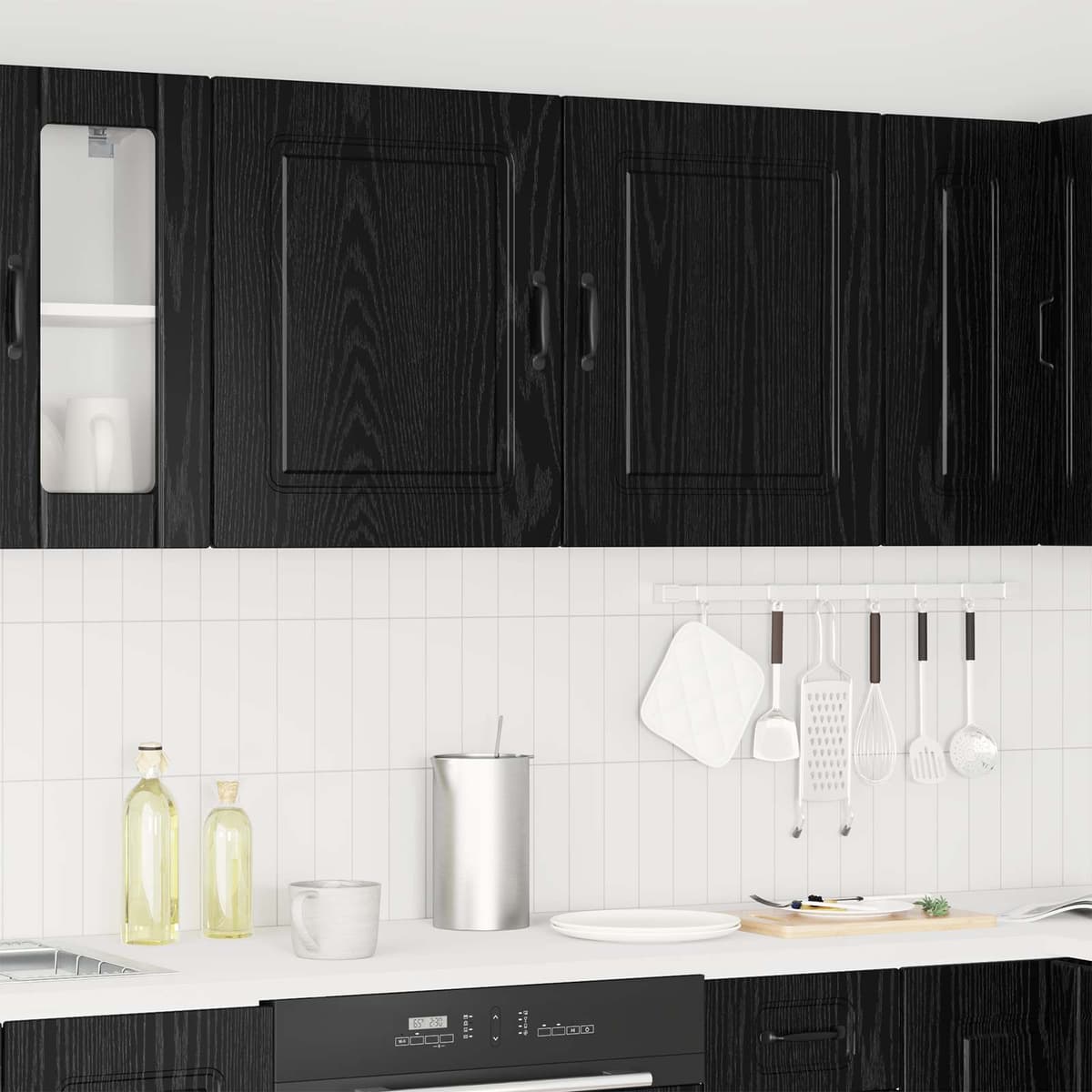 vidaXL Panneau de lave-vaisselle Kalmar 2 pc Chêne noir
