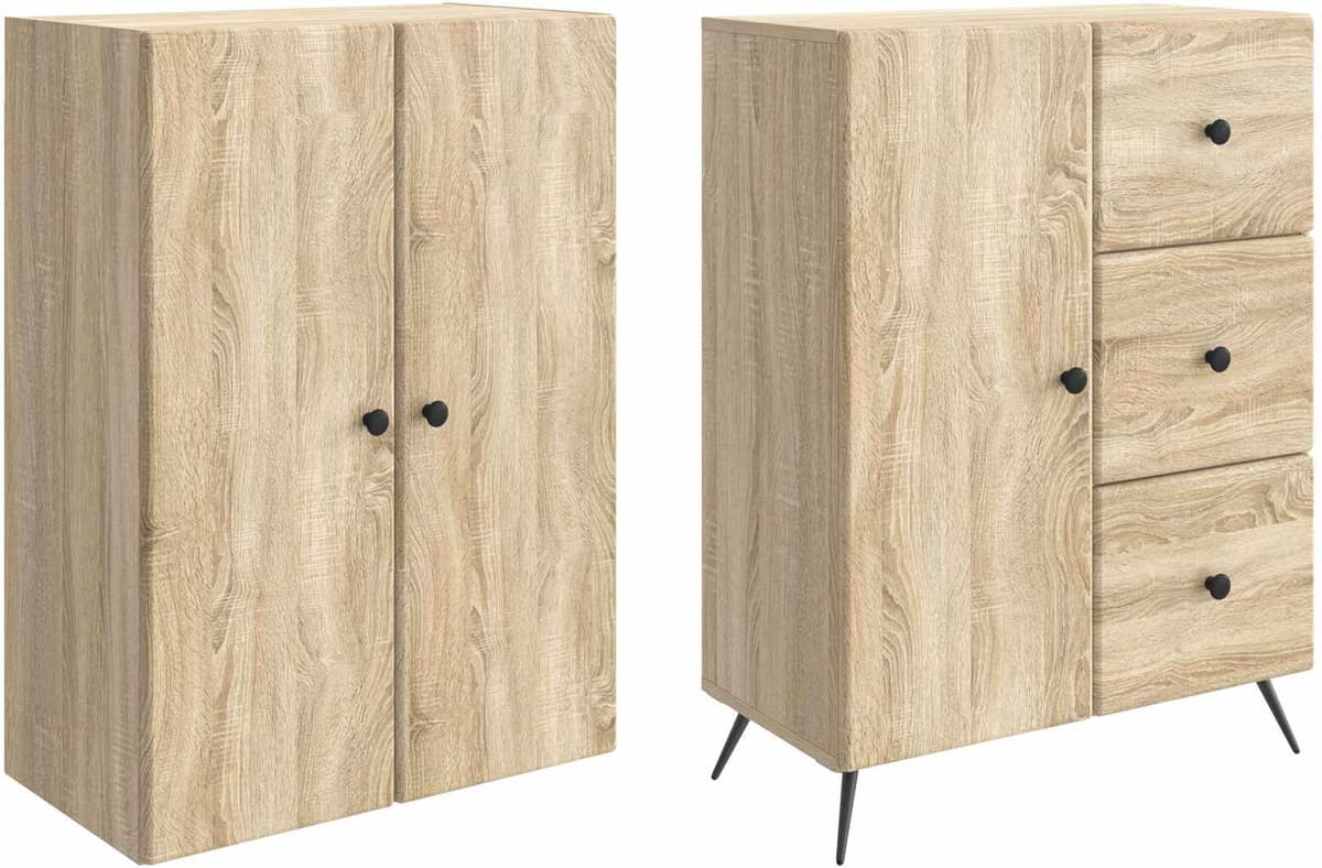 vidaXL Juego de armarios 2 uds. Roble Sonoma Madera de ingeniería Marrón