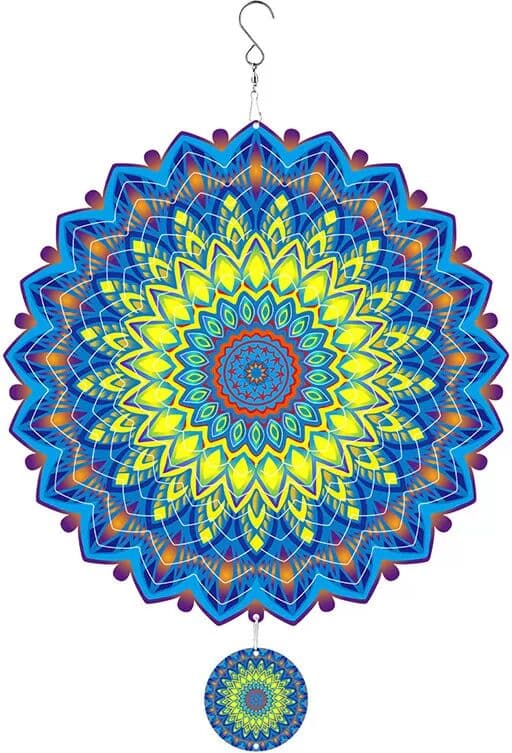 INF 3D Rotierendes Mandala Windspiel - Gelb & Blau