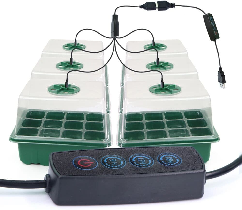NONE LED Grow Light Nursery Box Plant FlowerSeed Starter Trays Home Greenhouse Growing Lamp 12Cell Seedling Pots Timer Kit Controller