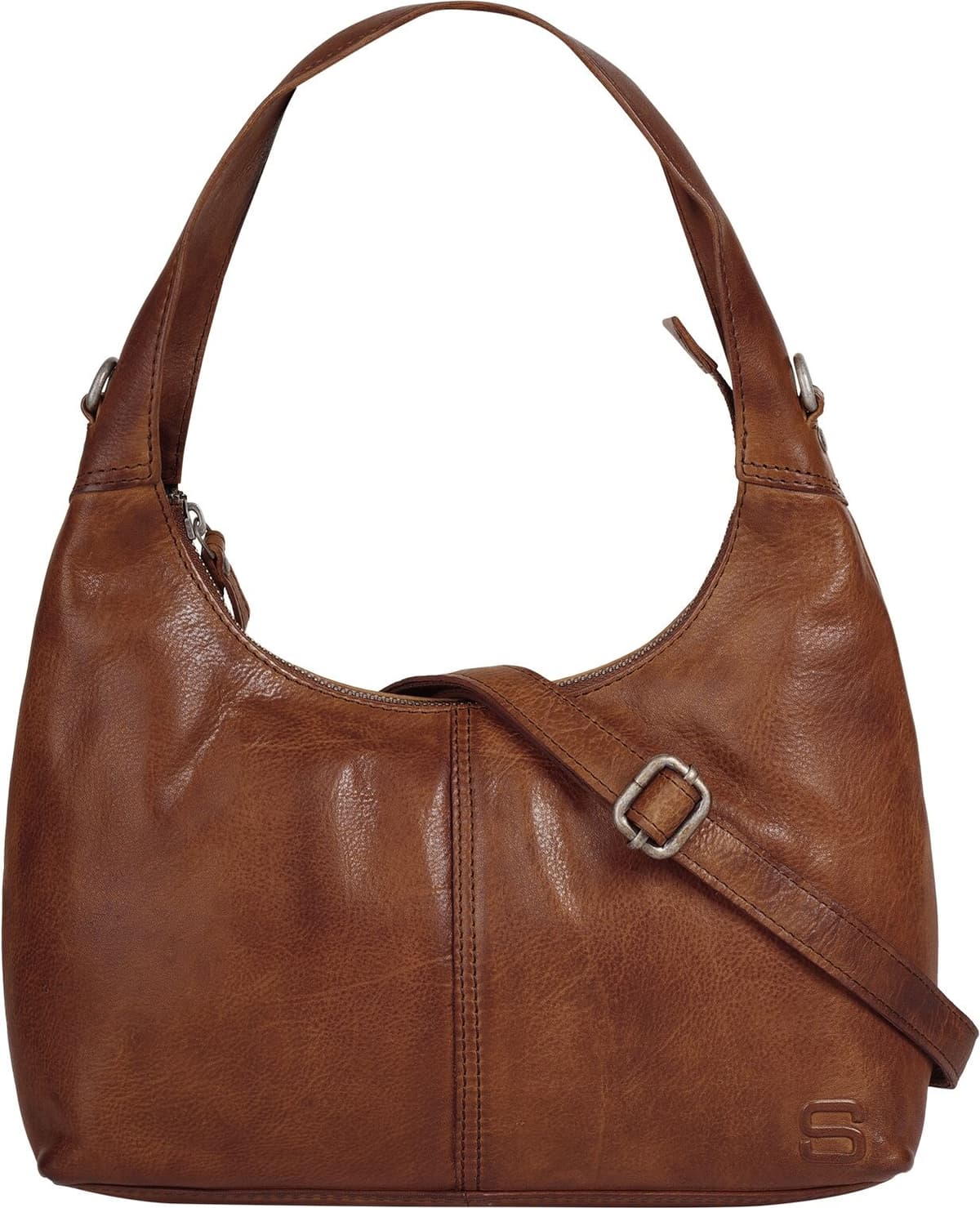 Umhängetasche SPIKES & SPARROW "SPIKES & SPARROW Damen echt Leder", Damen, Gr. B/H/T: 28cm x 21cm x 9cm onesize, braun (cognac), Leder, Taschen Umhängetasche, echt Leder cognac B/H/T: 28cm x 21cm x 9cm onesize