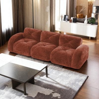Velvet Tufted Modular Boneless Sofa with High-Density Sponge and No Assembly Required
