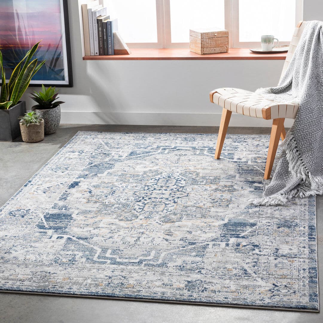 Langley Street Salome Oriental Area Rug Tan;Ivory;Black;Slate;Medium Gray;Light Gray;Charcoal;Dark Blue Rectangle 200 x 275cm