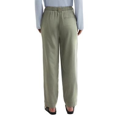 Chinohose MARC O'POLO "aus Lyocell-Leinen-Mix", Damen, Gr. 42, Normalgrößen, grün (saddle gray), Obermaterial: 90% Lyocell, 10% Leinen, unifarben, slim fit, Hosen Chinohose