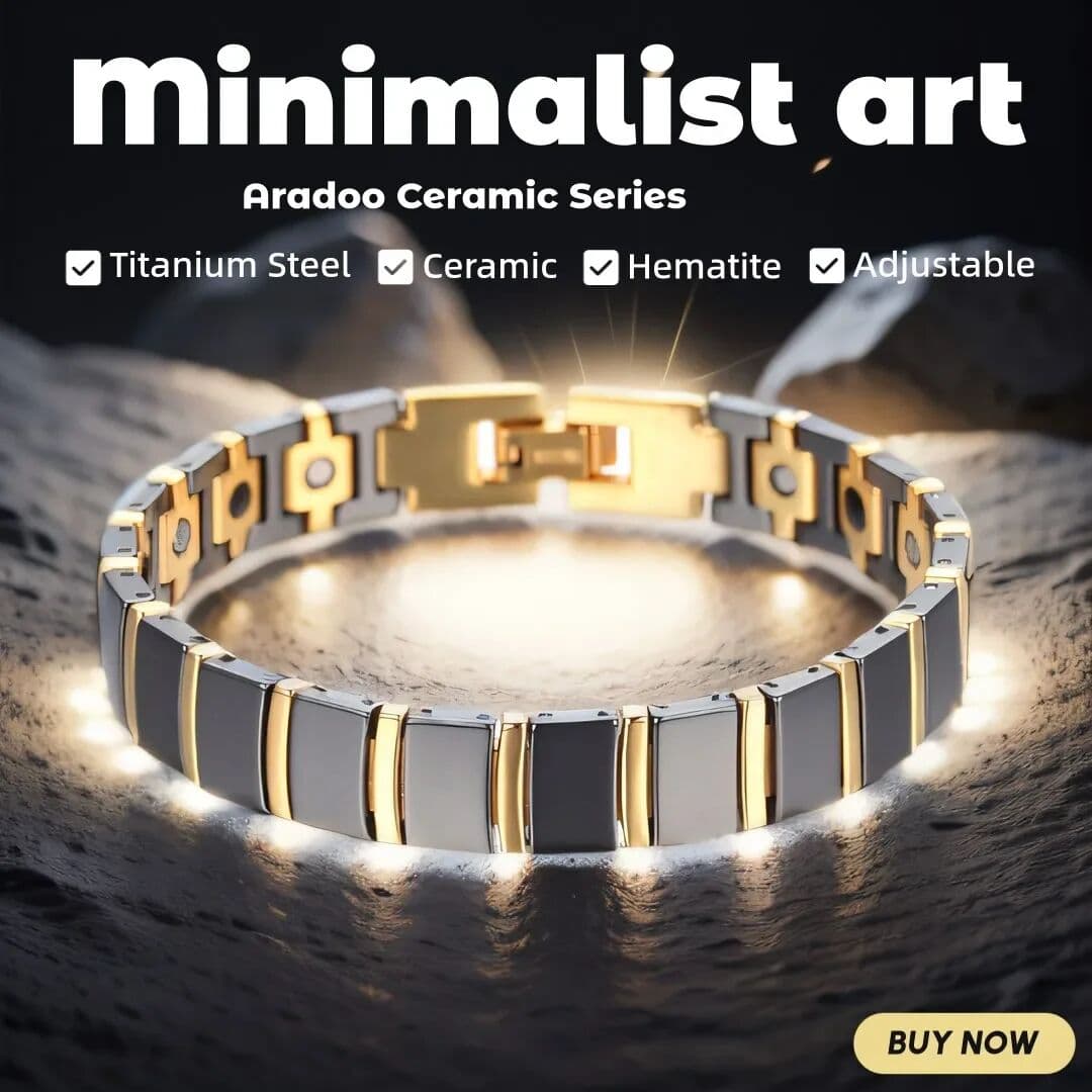 Aradoo Ceramic Bracelet For Men Minimalist Art Luxury Magnetic Titanium Steel Hematite Link Bracelets