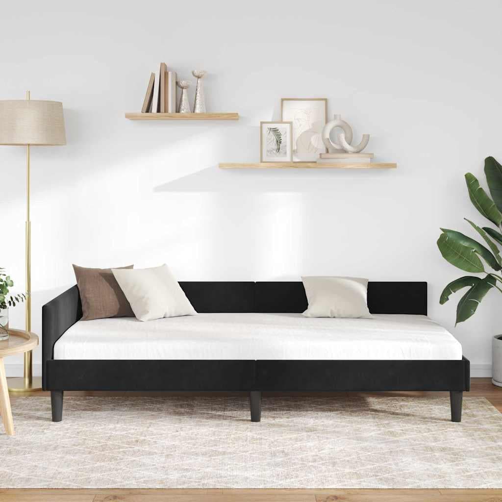 vidaXL Cadre de lit d'angle Noir 80 x 200 cm Velours