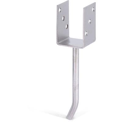 U-Pfostenträger ALBERTS, silber (silberfarben), B:7,1cm, Edelstahl, Bodenanker, mit Betonanker aus Rundstahl, Breite 71 mm, Länge Betonanker 200 mm