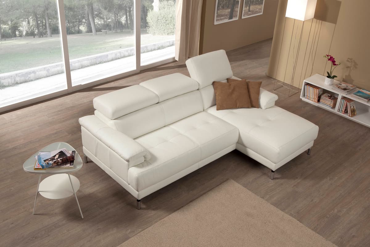 Ecksofa EGOITALIANO "Soul, Design und Sitzkomfort auf hohem Niveau, tolle Details, L-Form", weiß, B:250cm H:99cm T:166cm, Leder »BULL« (echtes Rindsleder). Geschliffenes, pigmentiertes und behandeltes Rindsleder mit einer Dicke von 1, 3-1, 5 mm. Dieses Le