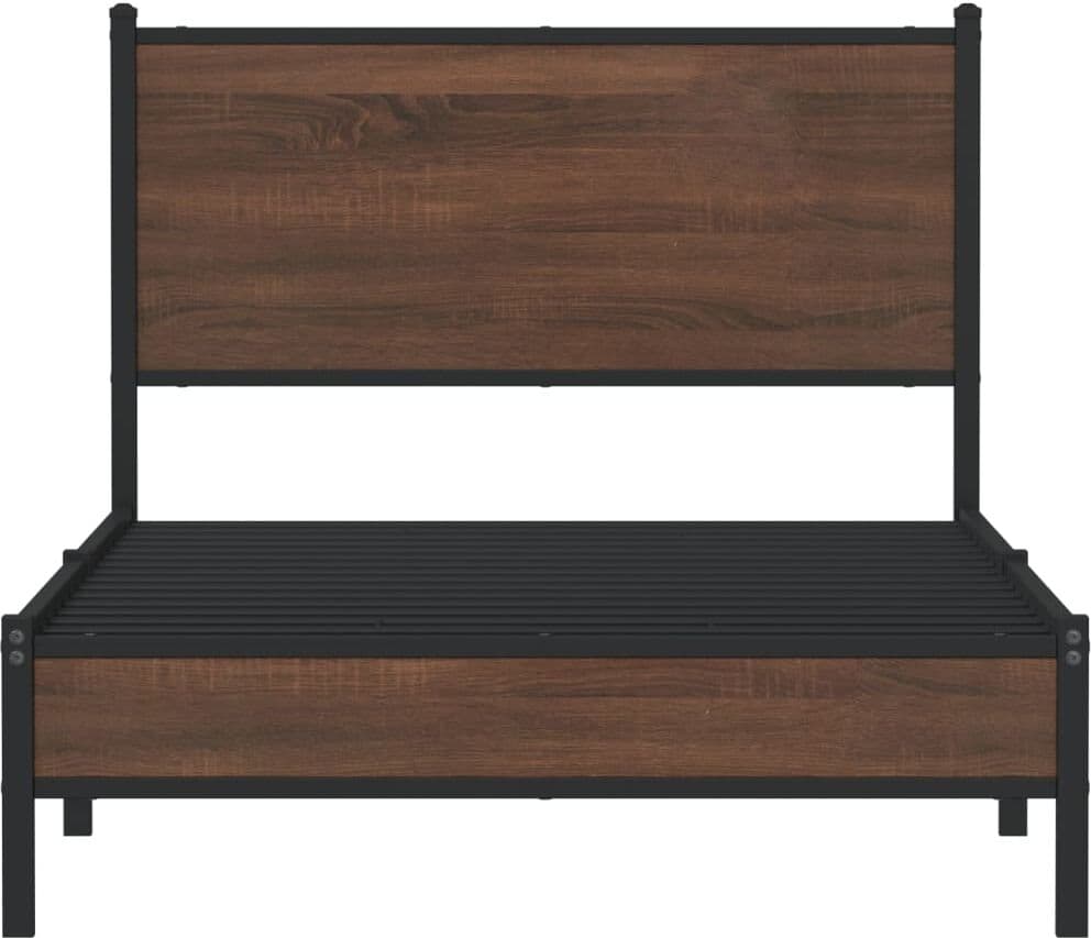 vidaXL Cadre de lit en métal sans matelas chêne marron 107x203 cm