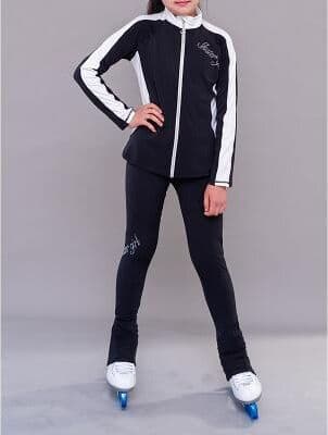 LightInthebox Figure Skating Fleece Jacket Figure Skating Pants Figure Skating Jacket with Pants Women's Girls' Ice Skating Jacket Tights Outfits Black White Patchwork Thumbhole Spandex Stretchy Training Practice