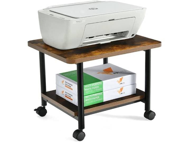 GIANTEX Support d'Imprimante à Roulettes avec 2 Étagères Meuble pour Imprimante pour Bureau/Maison/École Cadre en Métal 49x40x37CM