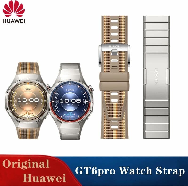 Original HUAWEI WATCH GT6 Pro Brown Nylon and Fluoroelastomer Composite Strap GT 6 Pro Titanium Bracelet GT 7pro FKM Rubber Band