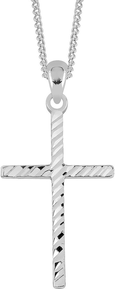Lykken Crosses silver fasettslipat stort korshalsband 45 cm