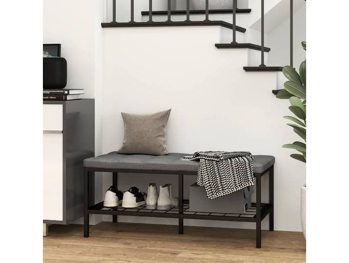 HOMCOM Banc à Chaussures avec Rangement 90cm Gris