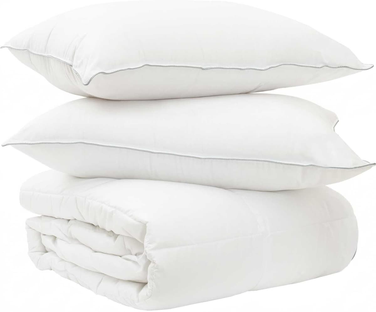 vidaXL Ensemble de Duvet Blanc 135 x 220 cm Polyester, Bambou