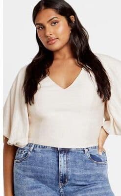 Plus Size Women's Peta Top - oat by City Chic in White (Size 18 W)