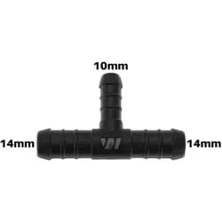 WamSter® T Schlauchverbinder Pipe Connector reduziert 14mm 14mm 10mm Durchmesser