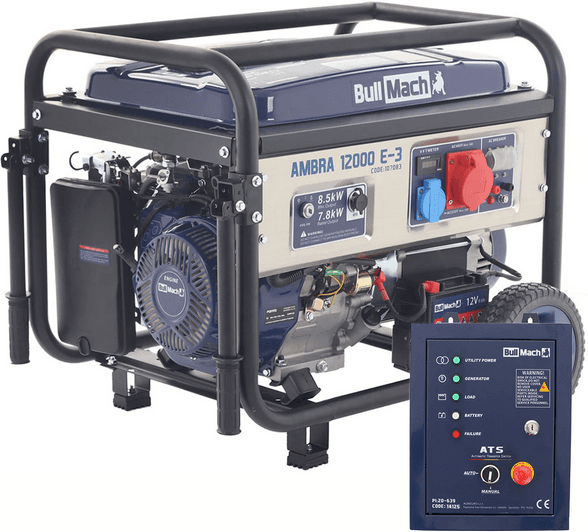 BullMach AMBRA 12000 E-3 - Groupe électrogène 8.5 Kw triphasé - Boîtier ATS inclus
