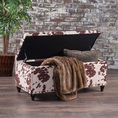 Tatiana Velvet Cow Print Storage Ottoman Bench by Christopher Knight Home