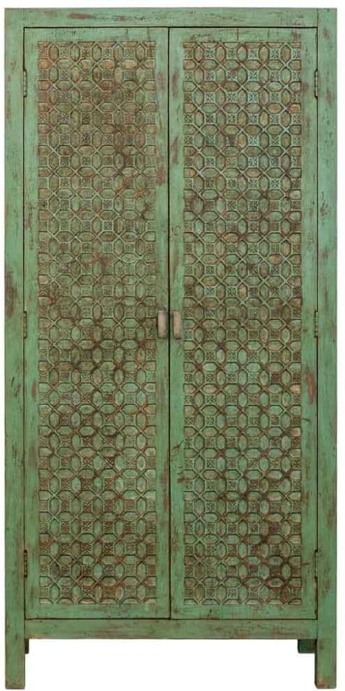 Wanderlust deco Armario de madera artesanal verde 85x40x176h cm