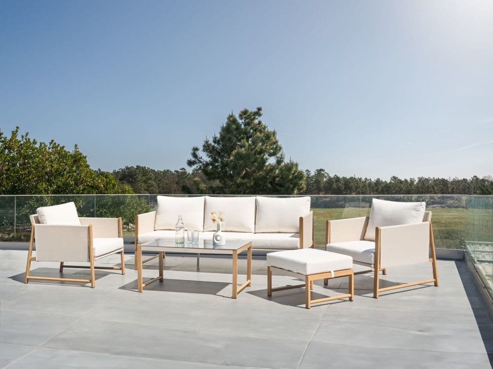 Beliani Conjunto de jardín de metal beige 5 personas