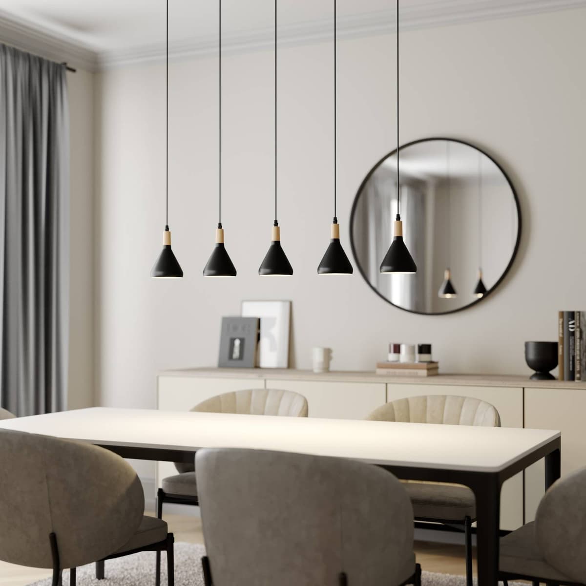 Lámpara colgante Arina Lindby, atenuable, Negro, Salón / Comedor, Metal, Moderno, Lámpara colgante
