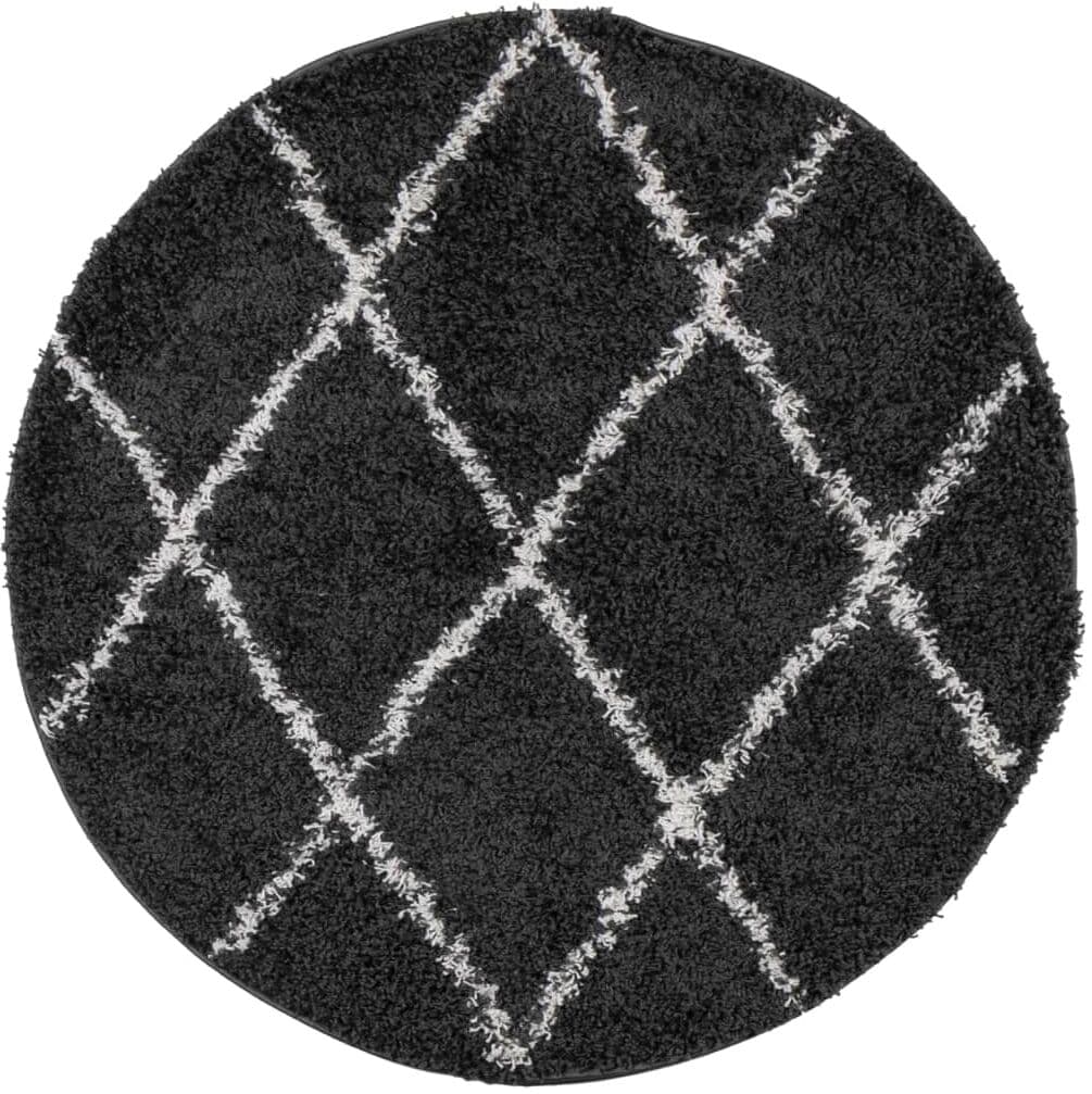 vidaXL Tapis shaggy PAMPLONA poils longs moderne noir crème Ø 280 cm