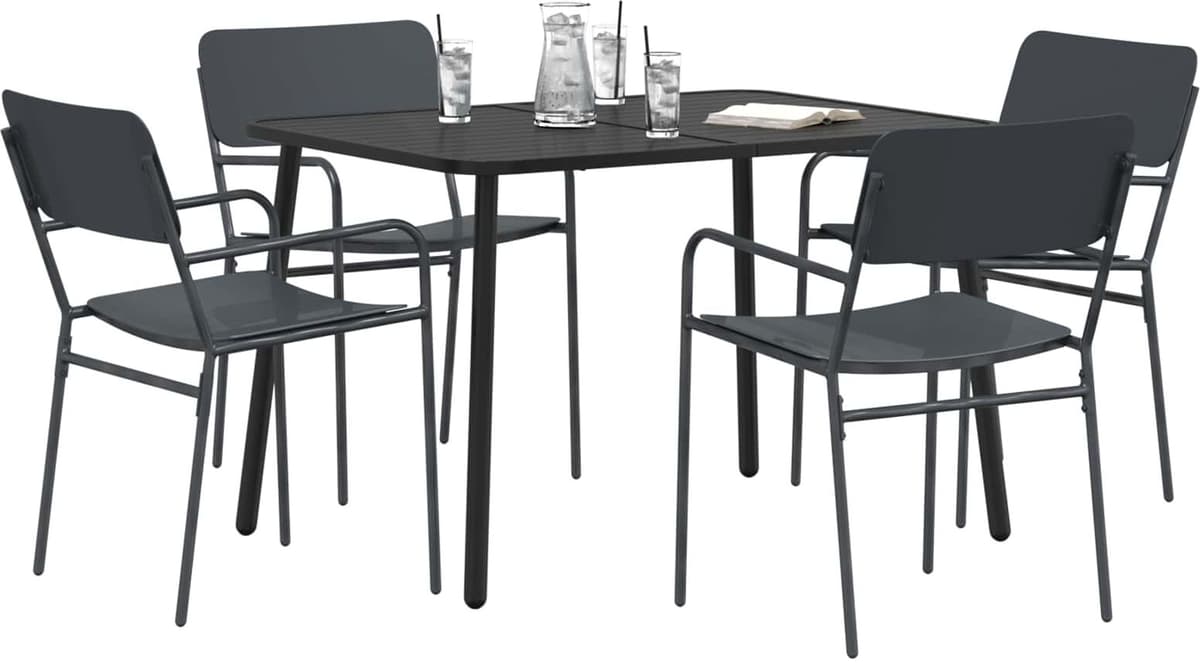 vidaXL Ensemble de salle à manger 5 pc Anthracite 110 x 80 x 72 cm