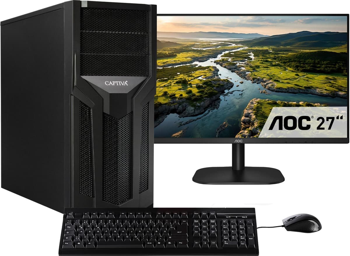 CAPTIVA Workstation I75-773 TFT Bundle, 3,6 GHz, Intel Core i7, 32 GB, 1 TB, DVD-RW, Windows 11 Pro