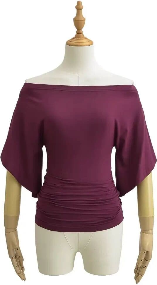 UZSC Korean style Women Summer Sexy Bat Sleeve Slash Neck Off Shoulder T-shirt Cinching Waist Solid Slim Top