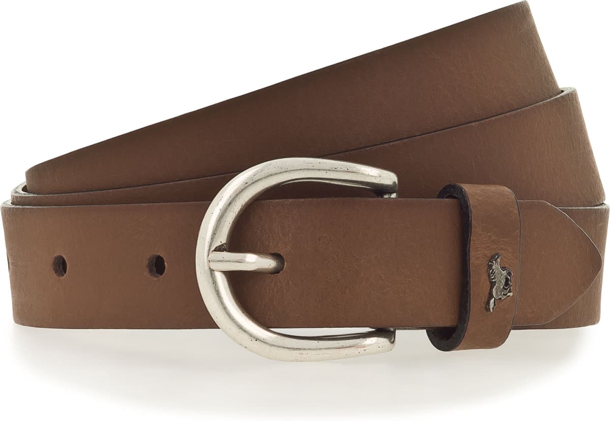 Ledergürtel MUSTANG "Harper", Damen, Gr. 90, braun (cognac), Rindsleder, unifarben, Gürtel Ledergürtel, schmale Form, 2,5 cm breit, aus Rindsleder, mit ovaler Schliesse cognac 90