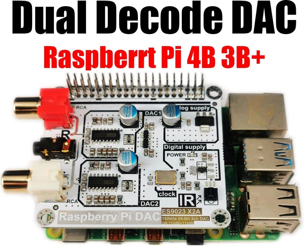 Dykbcells Volumio Mode Raspberry Pi DAC Raspberry Pi 4B 3B+3B2BZERO(W) HIFI Dual ES9023 Decode DAC I2S Digital Audio Sound Card